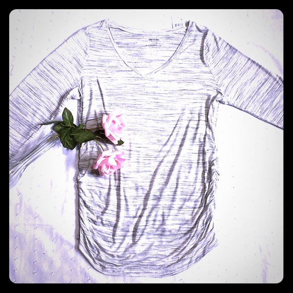 Motherhood Maternity Tops - Motherhood Maternity Long Sleeve Rouched Grey Top